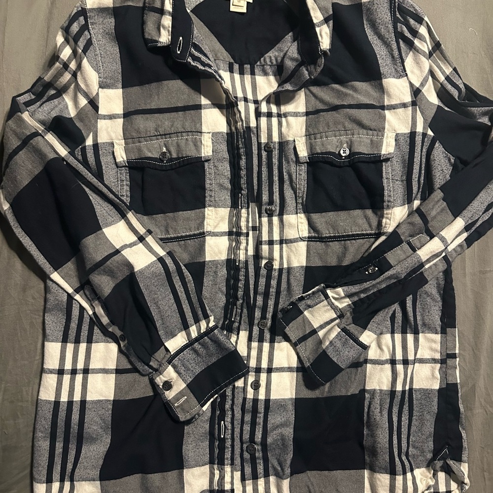 J. Crew womens Dark Blue and White Checkered Shirt